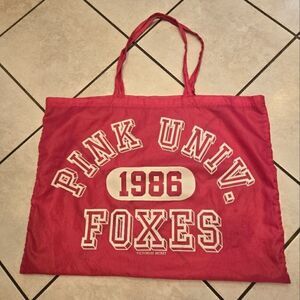 Victoria Secret Pink Vintage Nylon Tote Bag 1986 Pink University Foxes